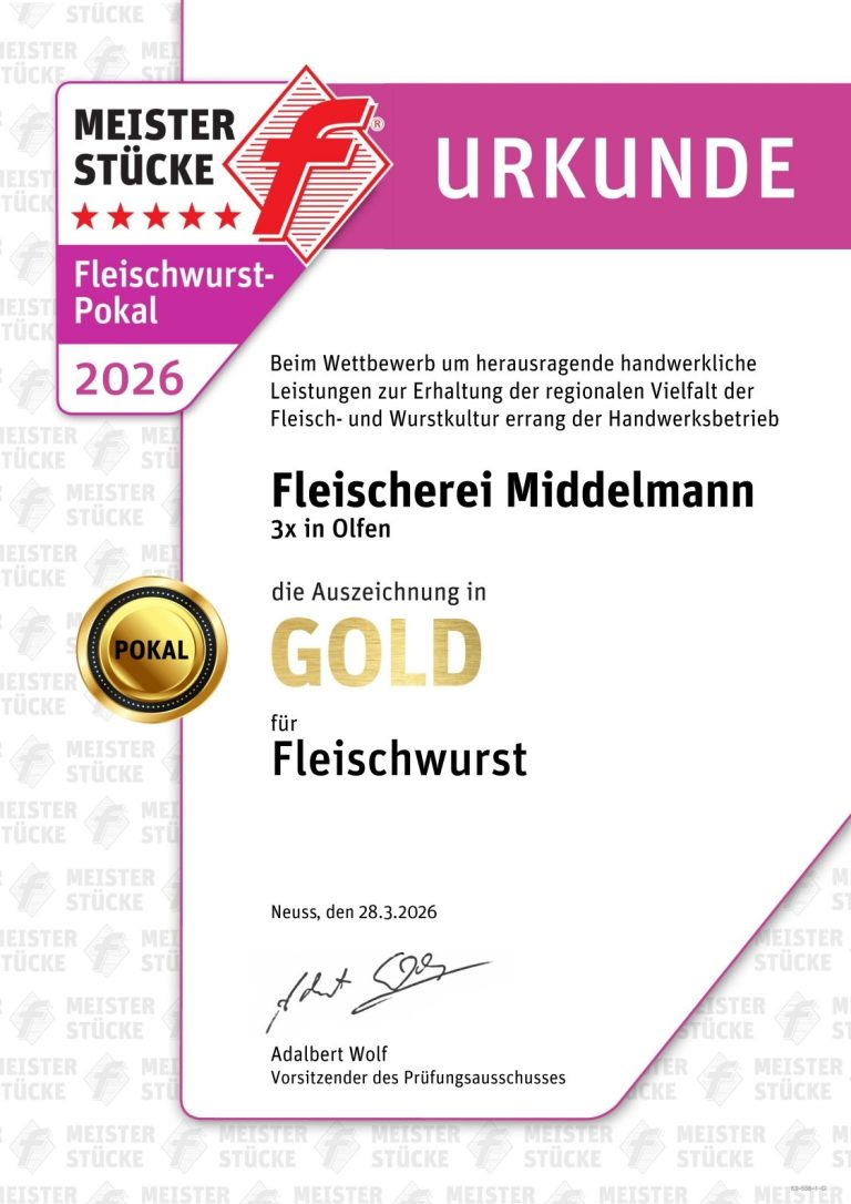 Urkunde Mettwurst-Pokalsieger 2025/2026