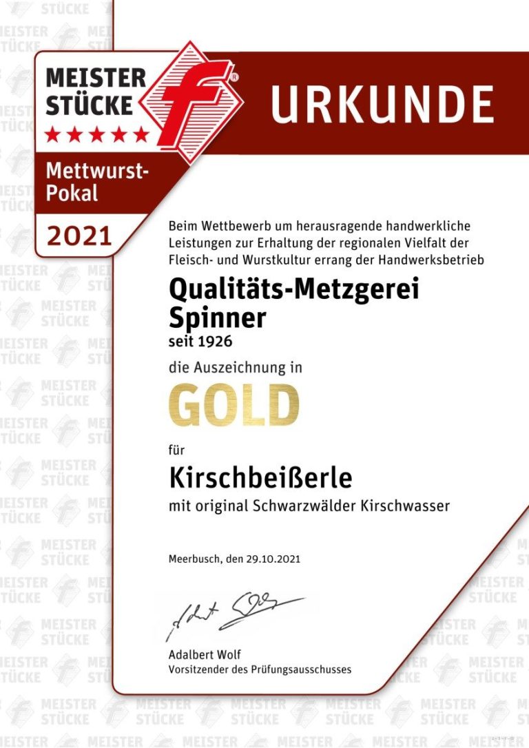 Urkunde Mettwurst-Pokalsieger 2021