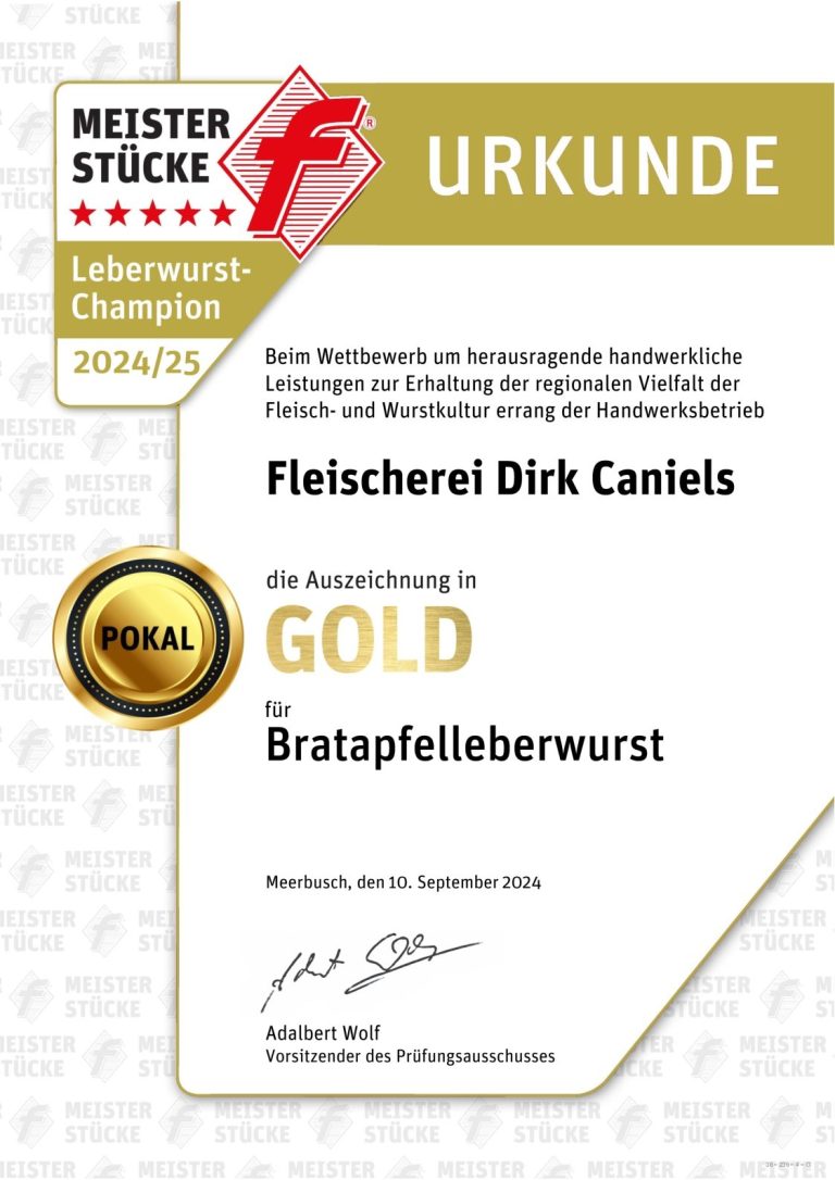Urkunde Leberwurst-Champion 2024/2025