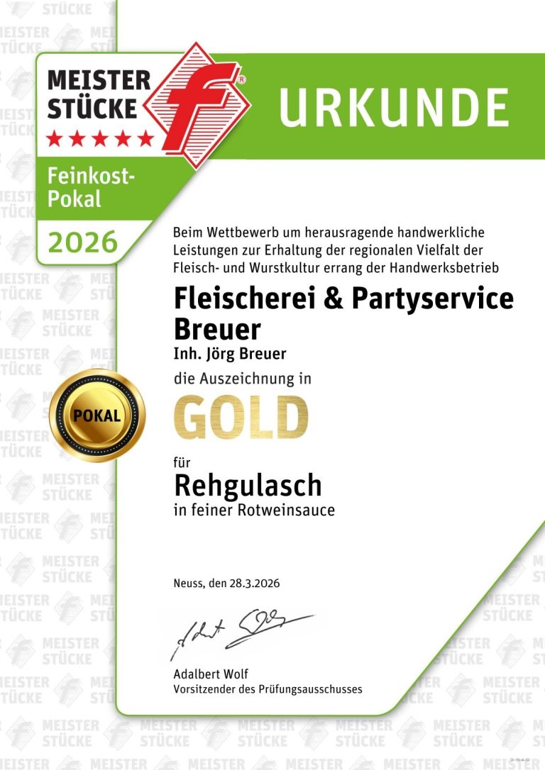 Urkunde Mettwurst-Pokalsieger 2025/2026