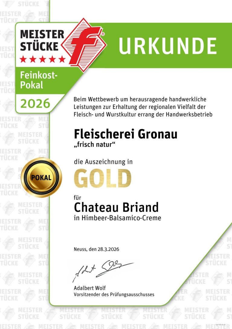 Urkunde Mettwurst-Pokalsieger 2025/2026