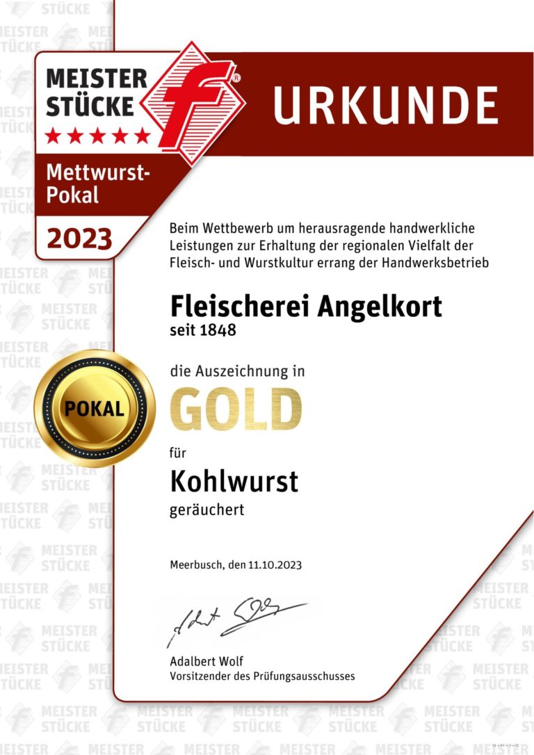 Urkunde Mettwurst-Pokalsieger 2023