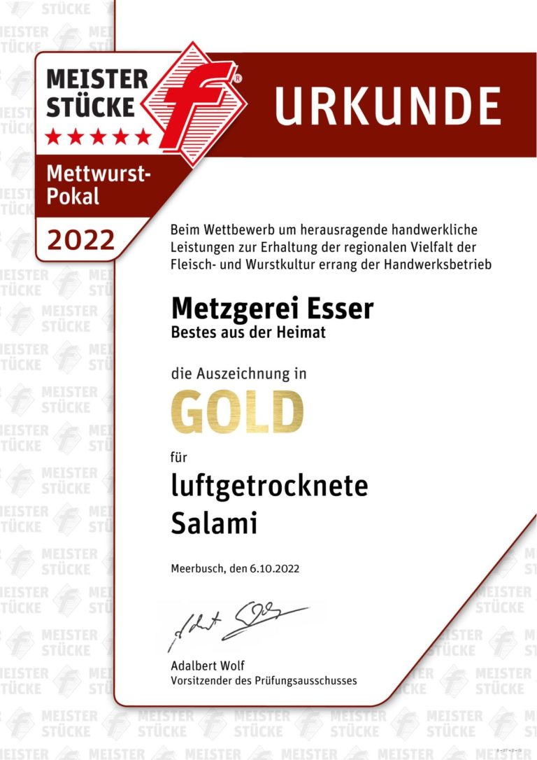 Urkunde Mettwurst-Pokalsieger 2025