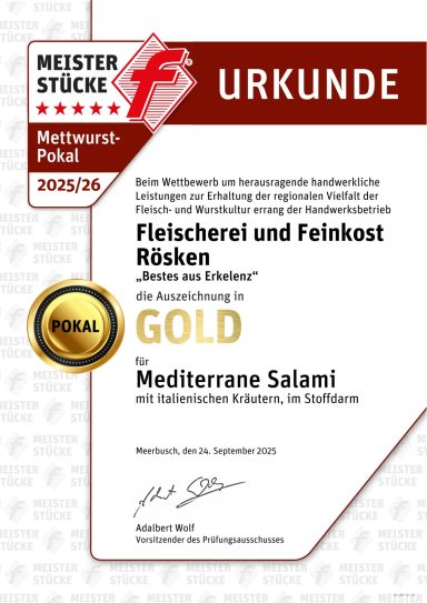 Urkunde Großer Ehrenpreis