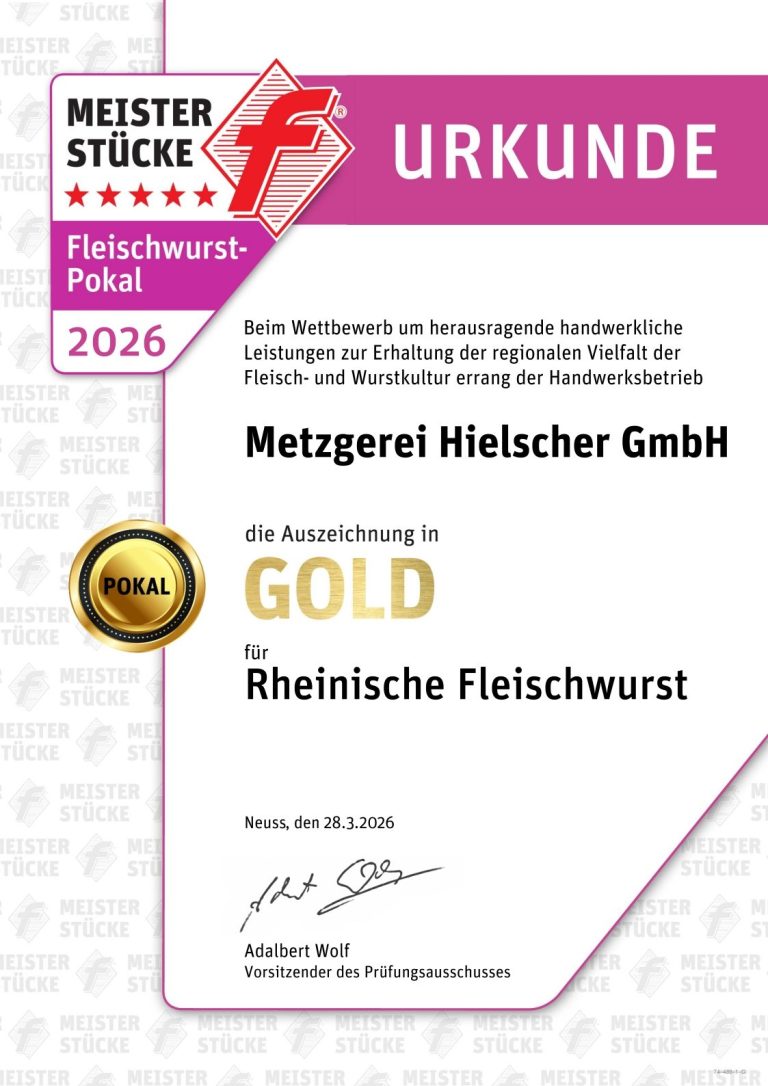 Urkunde Mettwurst-Pokalsieger 2025/2026